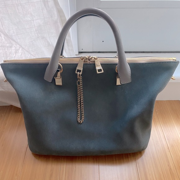 Rare and unique Chloe Medium Baylee Tote - pretty blue suede/calf leather - Picture 7 of 8